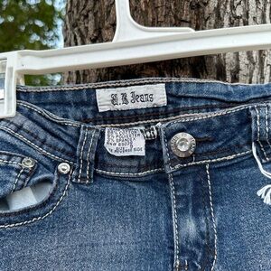 Y2K Embroidered Rhinestone Pockets Jeans by B.B Jeans